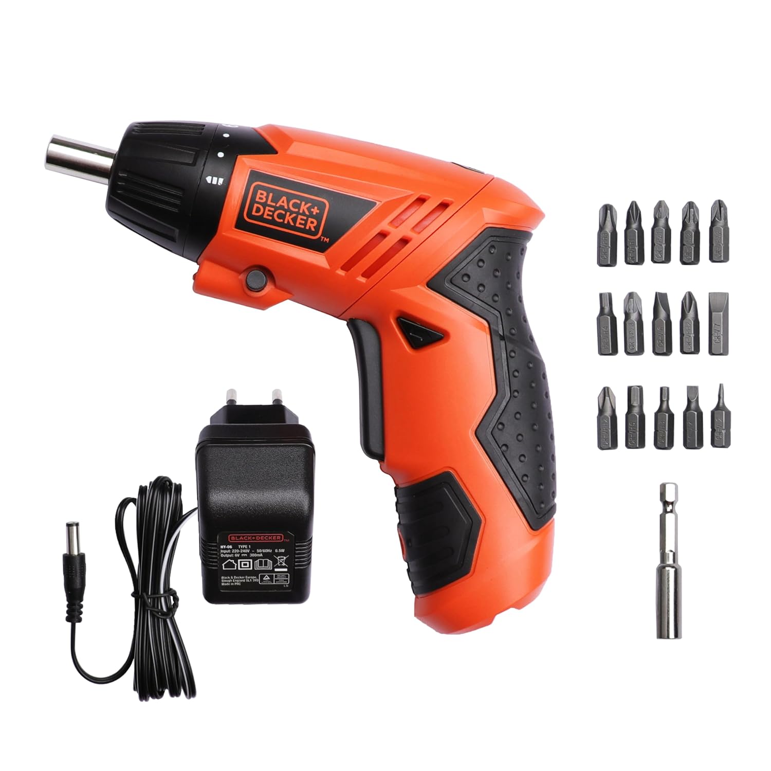BLACK+DECKER KC4815-IN 4.8V 200 RPM Cordless Screwdriver Set Ni-Cd (Nickel-Cadmium) with LED Worklight, 15-pieces Screw Bits Set & Adjustable Torque for Home & DIY Use, 1 Year Warranty, ORANGE & BLACK