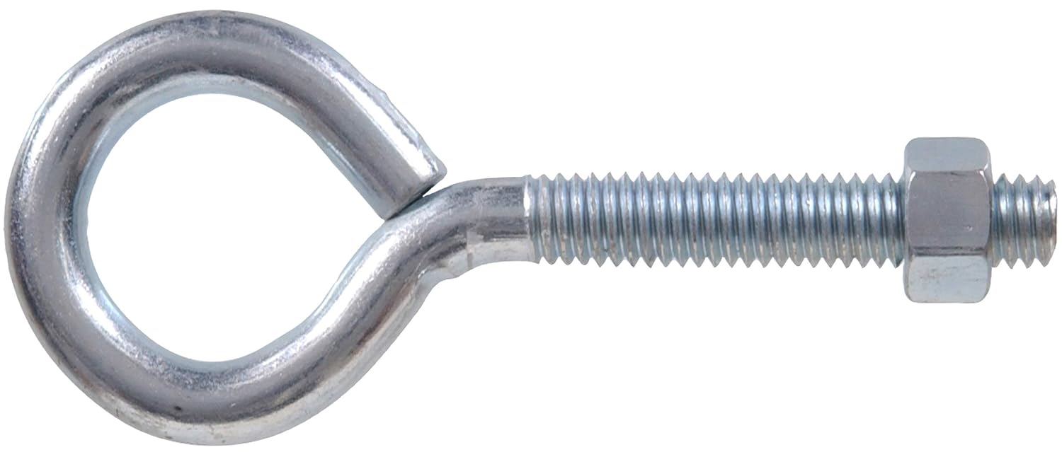Hillman 8 Pcs Eye Bolts with Nuts (5/16" x 3-1/4") | Steel Eye Bolt Fasteners for Hanging, Tie-Downs & Cable Support | Zinc-Plated Hardware for Framing, Utility & General Construction Applications
