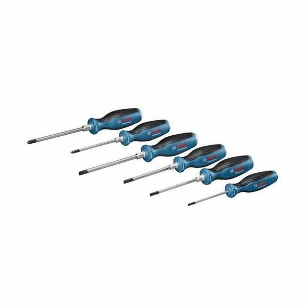 BOSCH Professional 6-Piece Screwdriver Set - Ideal for General Use, Chiselling, & Loosening Seized Fasteners (75, 100 & 125mm Length) Blue