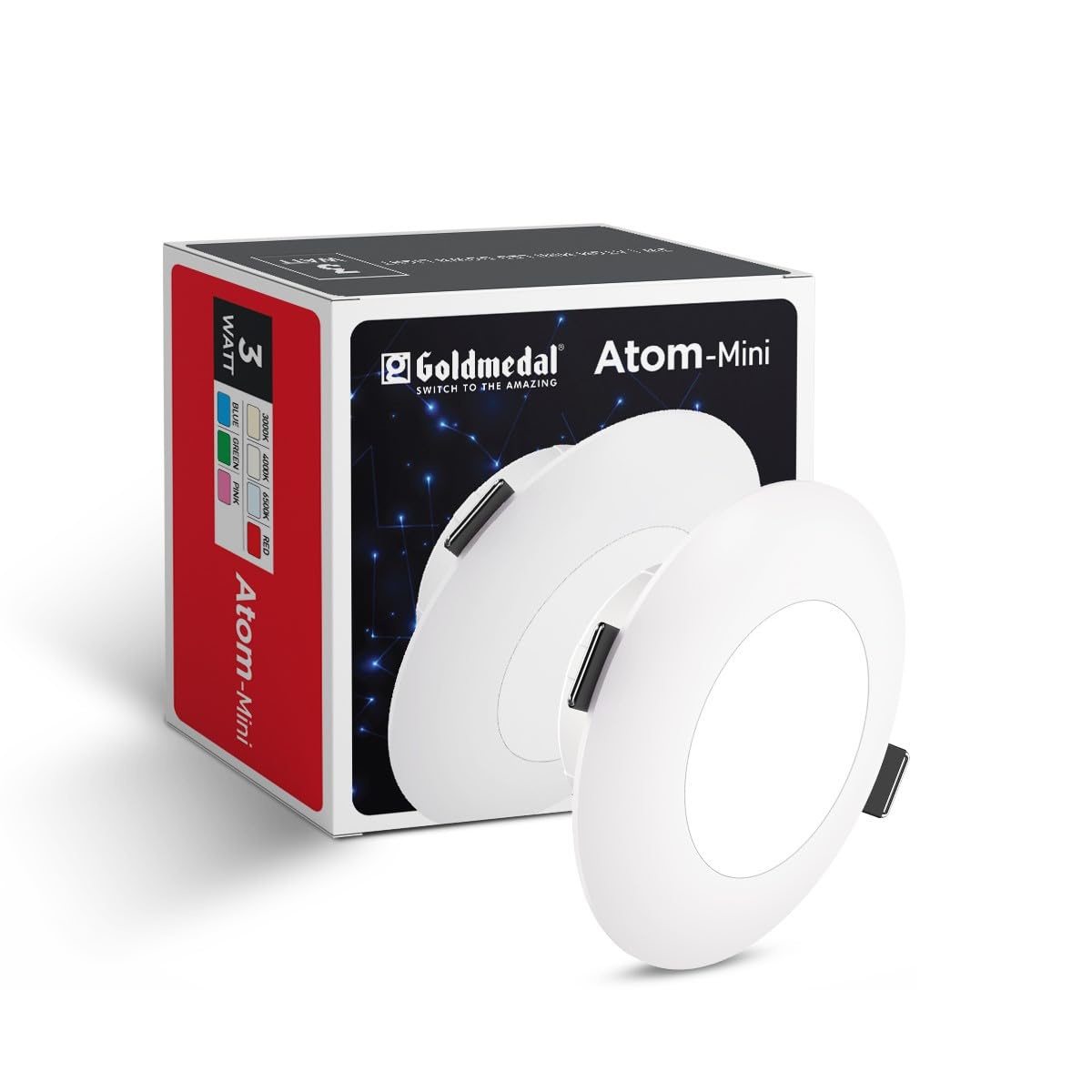 Goldmedal Atom Mini 3W LED Downlight with Junction Box for Home & Cabinet|Recessed Surface Downlight for False Ceiling|120° Beam Angle |Cut-Out Size: Ø2.25 Inch |Cool Daylight(6500K)
