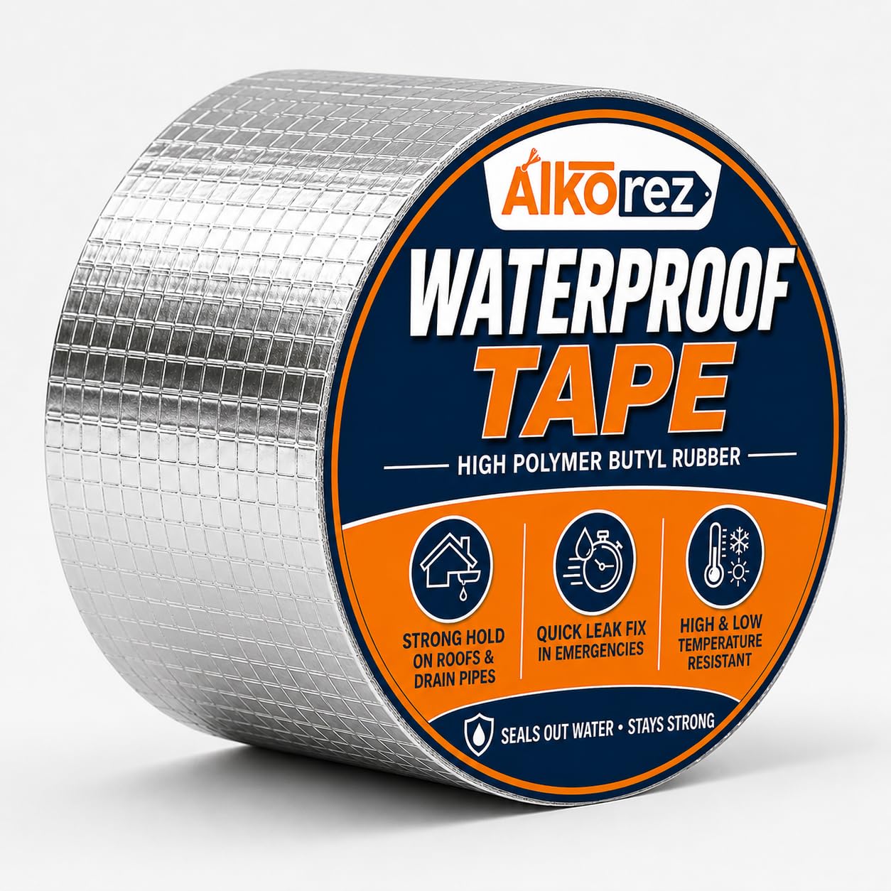 Super Strong Adhesive Waterproof tape Permanent Repair Roof Water Leakage Solution Rubber Foil Suitable for Roof Leak, surface Crack, Window Sill Gap, Tank Leak (4 Inch (10CM*5M))