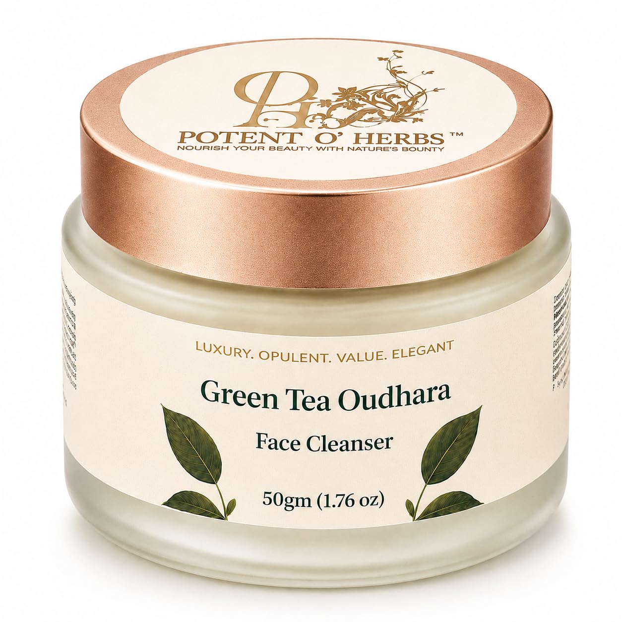 Potent O’ Herbs Green Tea Oudhara Ayurvedic Face Cleanser with Green Tea & Oudh | Clarity Boost, Deep Cleansing & Oil Balancing | Gentle Exfoliation |3-in-1 Cleanser, Mask & Exfoliate for Rejuvenating Face Treatment | For Normal to Oily & Acne-Prone Skin 