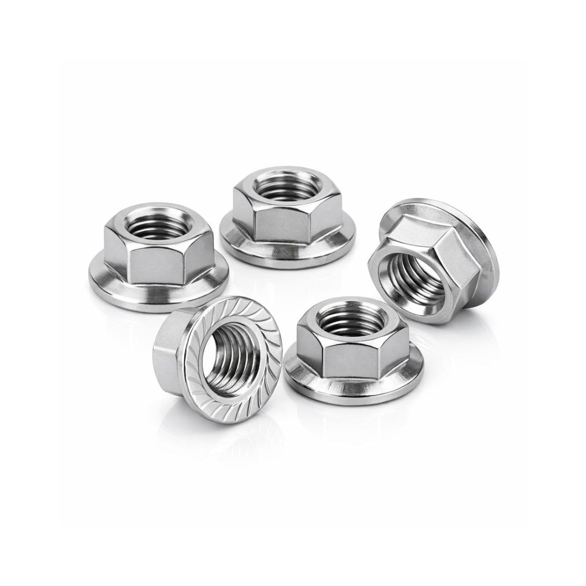 M6 Stainless Steel Flange Nut SS304 | Hex Flange Nut with Built-in Washer | Rust Proof Heavy Duty Nut |(Pack of 10)
