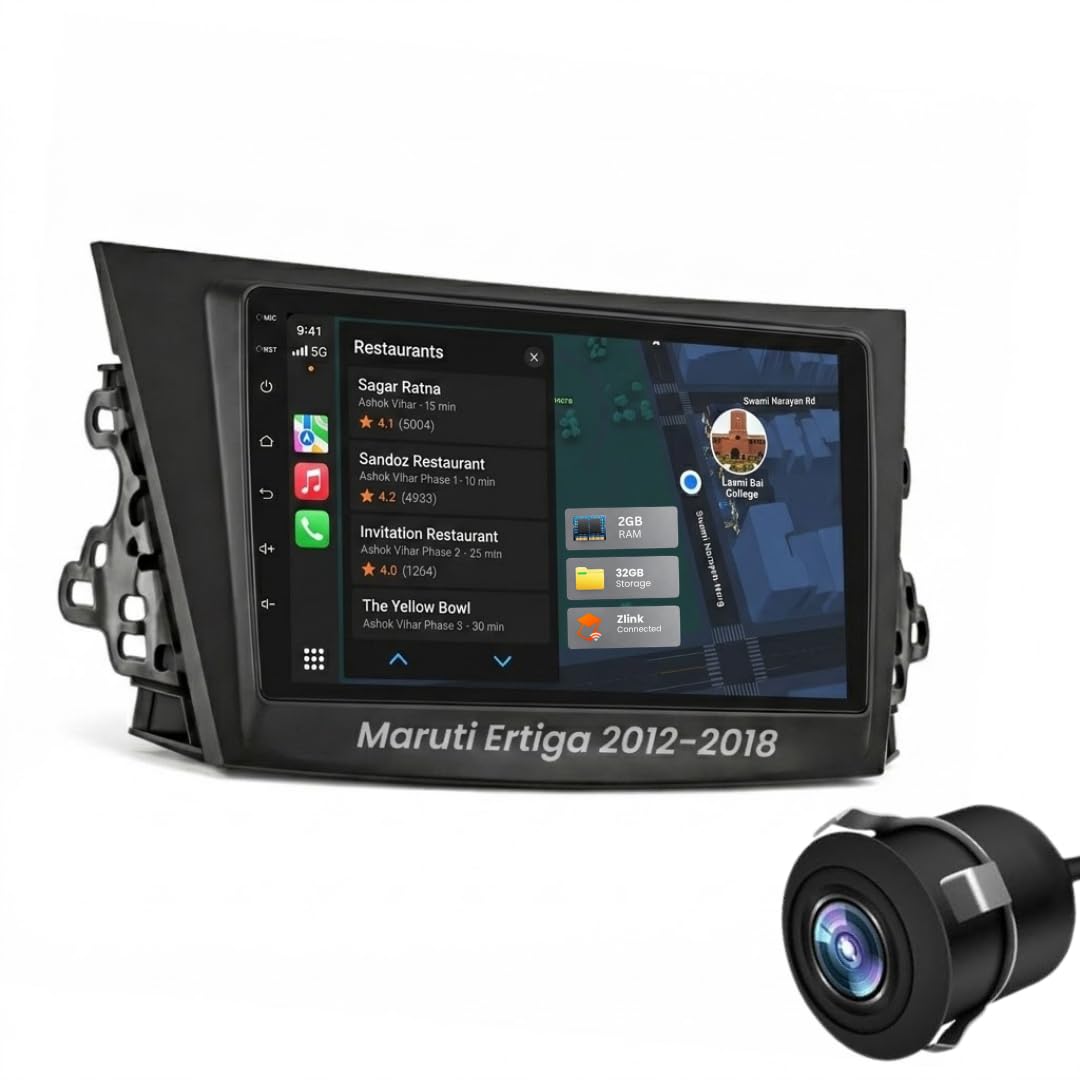Modorwy Original 9inch HD QLED Car Android Stereo | 2GB RAM & 32GB ROM | OS 13 Double Din Car Multimedia Player | incl. AHD Rear Camera & Frame Compatible with Maruti Ertiga Old- 1 Year Warranty